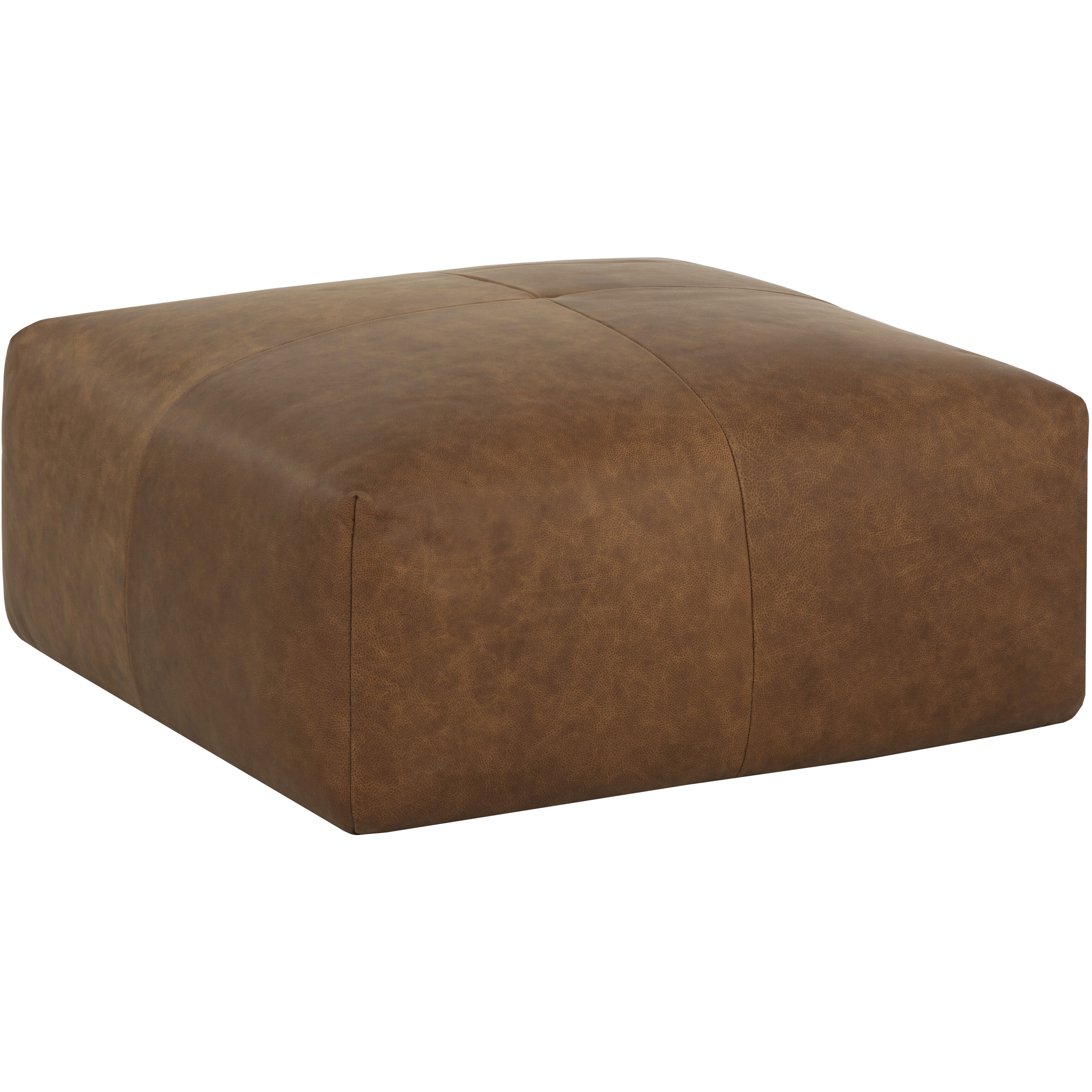 Elio 16 inch Cognac Leather Ottoman